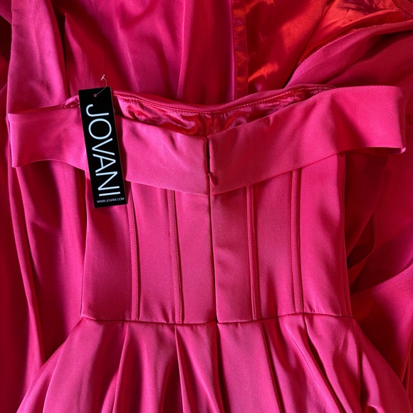 Jovani Gown Hot Pink Off Shoulder Formal Prom Dress With OverskirtNWT Size 2